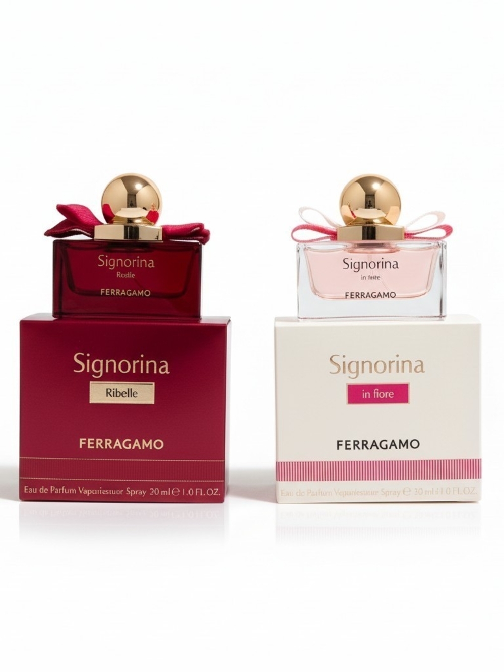 Salvatore Ferragamo Signorina Ribelle & In Fiore Red and Pink Set